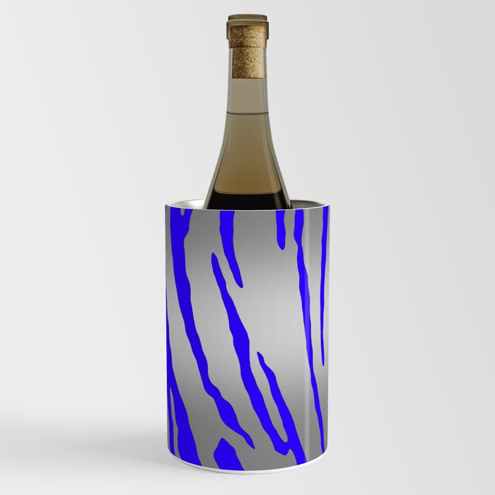 Silver Tiger Stripes Blue Wine Chiller