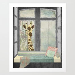 Bay Window Giraffe Art Print