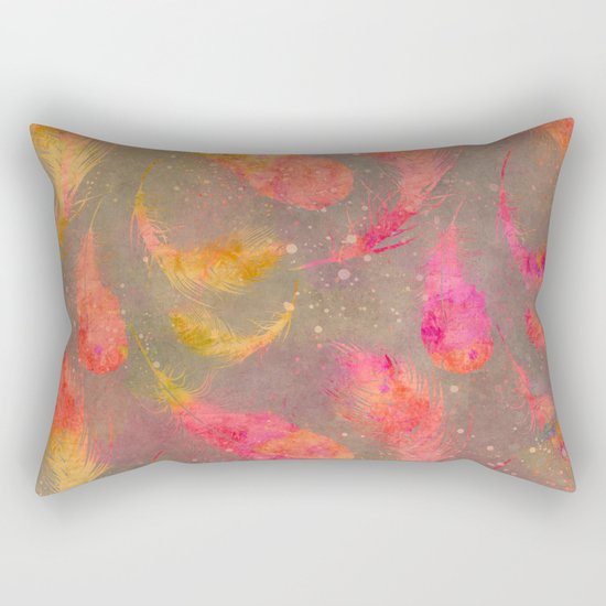 Feather pink and orange Rectangular Pillow