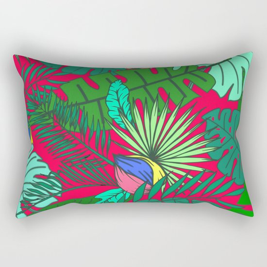 TROPICAL GARDEN (abstract collage) Rectangular Pillow