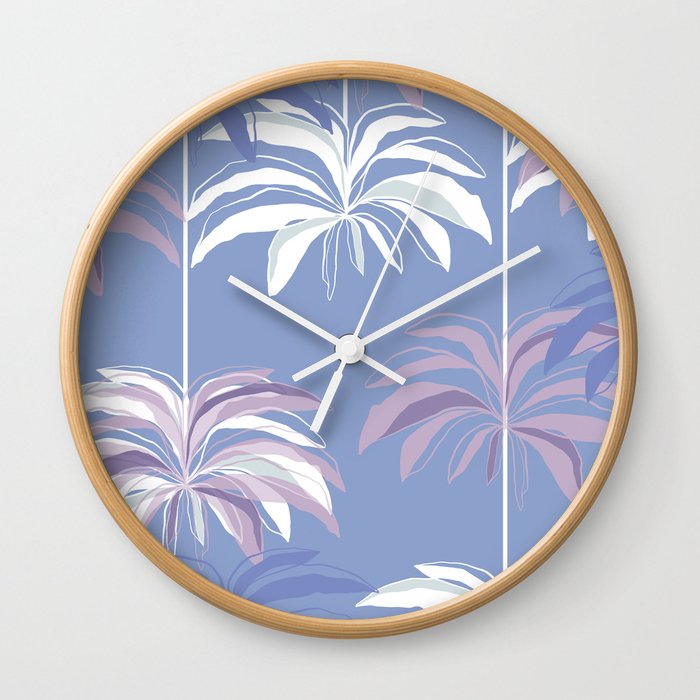Very Peri Palm Paradise Pattern Wall Clock