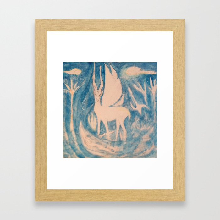 Blue Winged Deer Framed Art Print