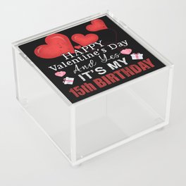 15th Birth Heart Day Happy Valentines Day Acrylic Box