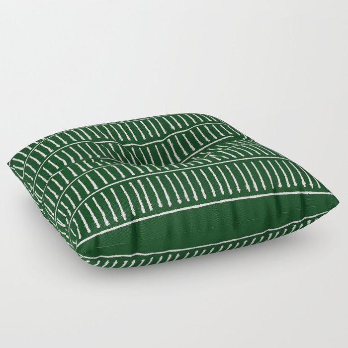 Striped green minimal boho lines Floor Pillow