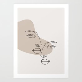 abstract face line art  Art Print