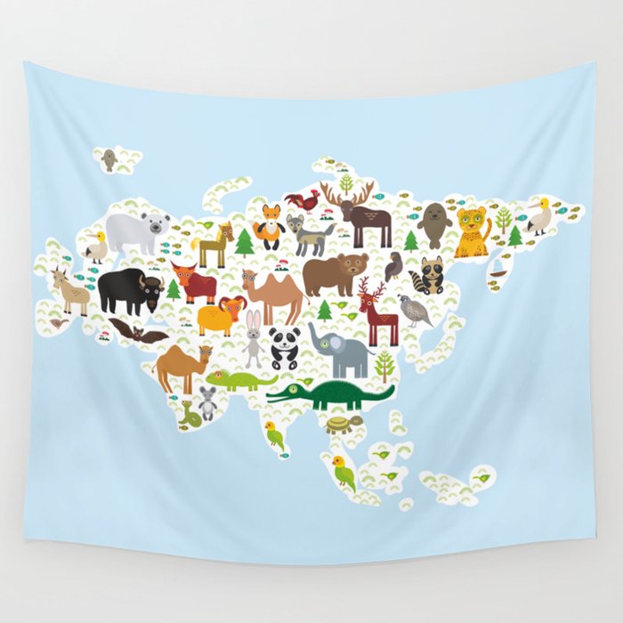 Animal Bison Bat Fox Wolf Elk Horse Camel Partridge Fur Seal Animal Bison Bat Fox Wolf Elk Horse Camel Partridge Fur Seal Walrus Goats Polar Bear Eagle Wall Tapestry
