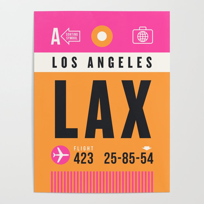 Luggage Tag A - LAX Los Angeles USA Poster