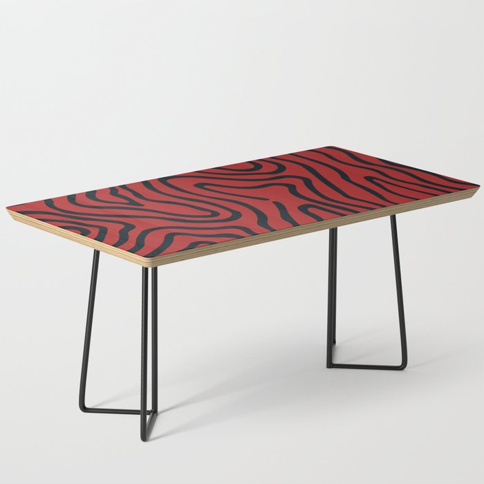 Abstract Retro Topographic Print - Firebrick and Chinese Black Coffee Table