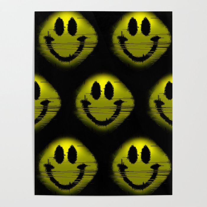 Smile glitch in the dark Poster