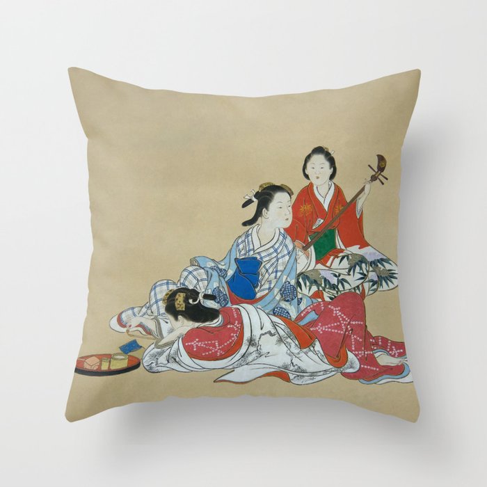 Three Beauties Throw Pillow