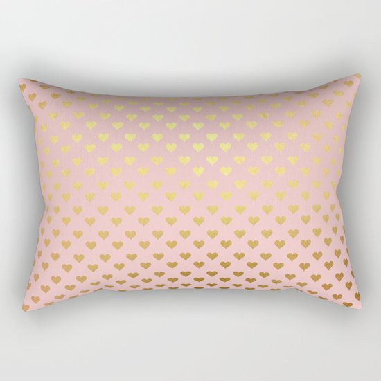 Gold and pink sparkling and shiny Hearts pattern Rectangular Pillow