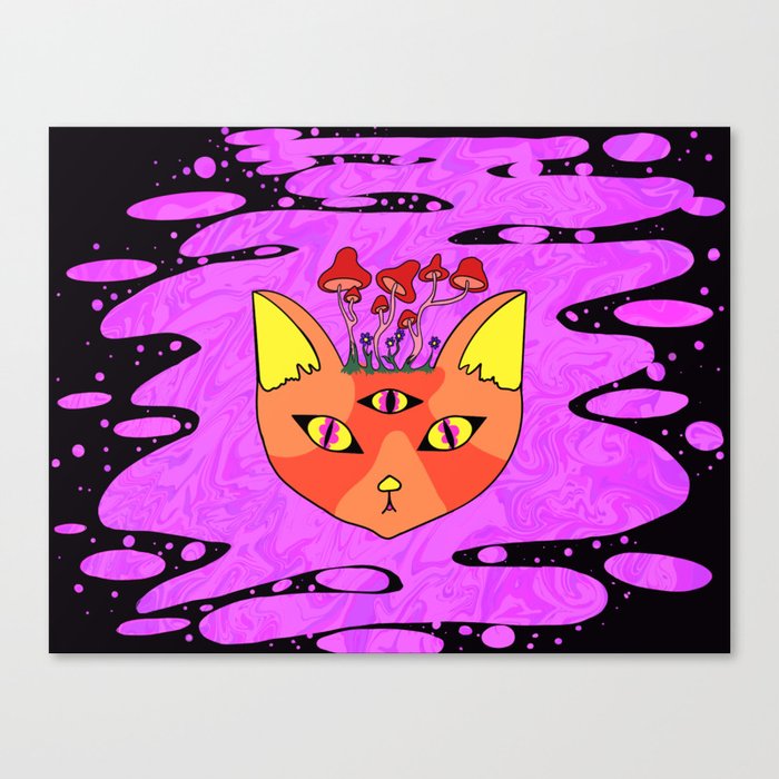 Trippy Pink Cat Canvas Print