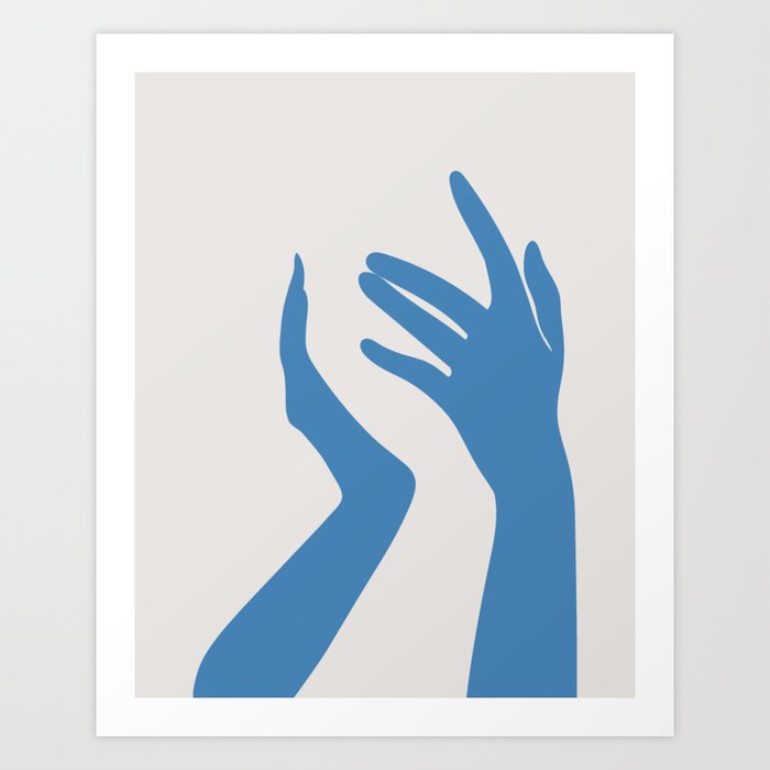 Woman's hands (blue) Art Print