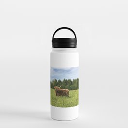 Fluffy Highland Cattle Cow 1181 Water Bottle