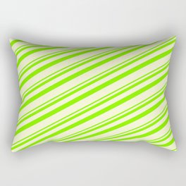 [ Thumbnail: Green and Light Yellow Colored Lined/Striped Pattern Rectangular Pillow ]