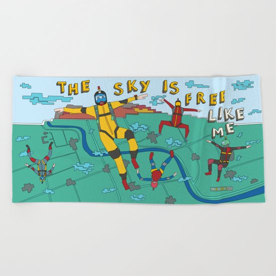 Skydive in the sky Beach Towel