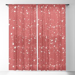 Red Terrazzo Seamless Pattern Sheer Curtain