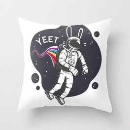 'Yeet' Space bunny  Throw Pillow