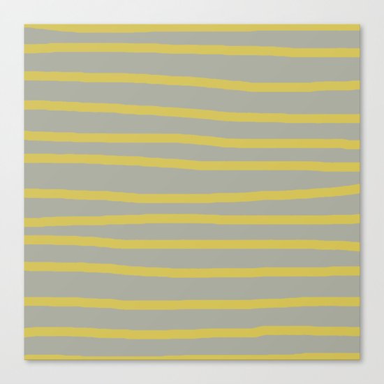 Simply Drawn Stripes in Mod Yellow Retro Gray Canvas Print