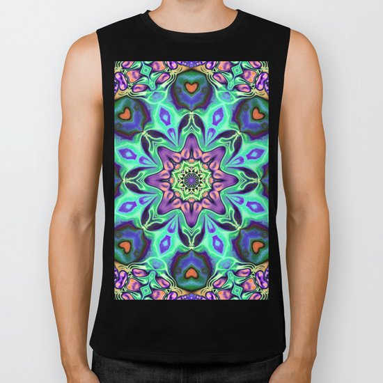 Turquoise Mandala Abstract Biker Tank