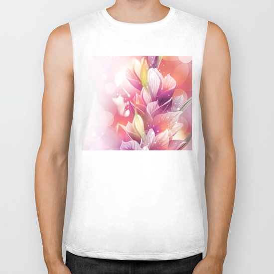 Woman And Flowers By Annie Zeno Biker Tank
