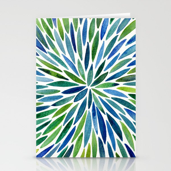 Watercolor Burst – Blue & Green Stationery Cards