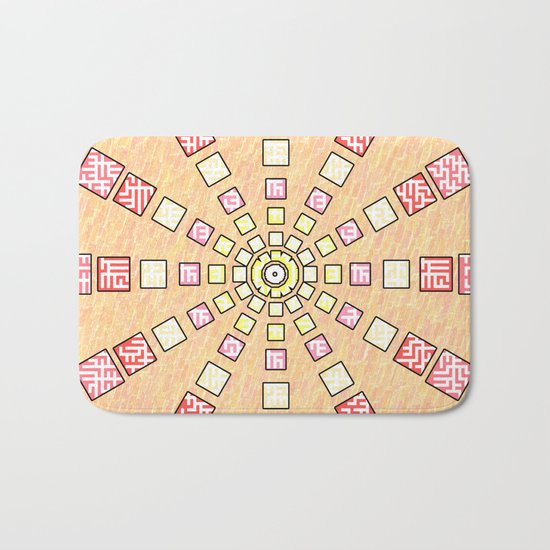 Ethnic wheel in pink Bath Mat