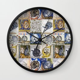 Medieval Cats Licking Their Butts Wall Clock
