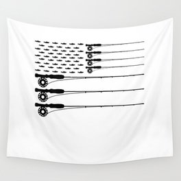 American Flag Fly Fishing Rod Trout Men Wall Tapestry