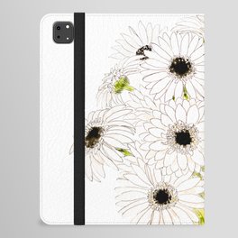 white gerbera flowers ink and watercolor iPad Folio Case