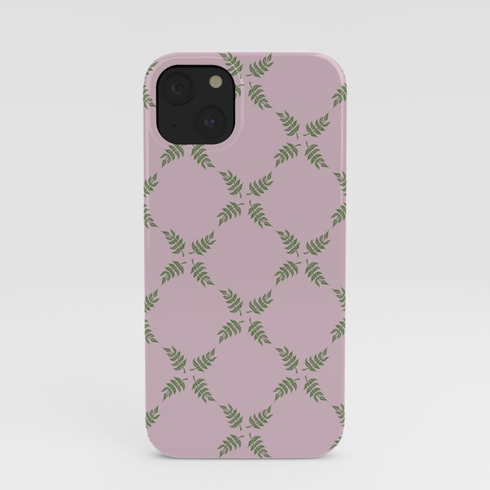 Rhombuses of green and pink leaves iPhone Case
