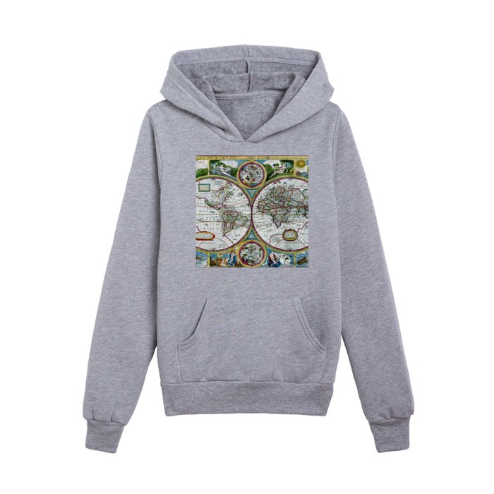 world map year 1662 Kids Pullover Hoodie