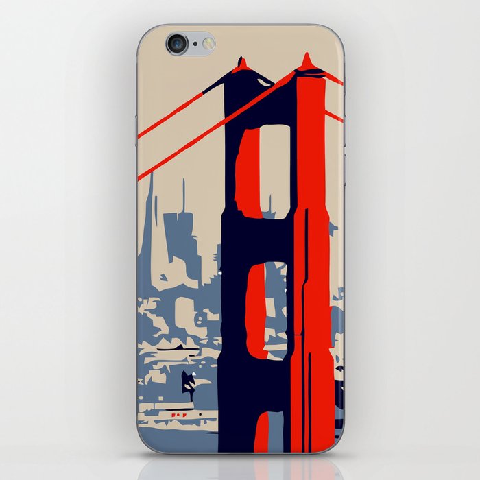 Golden gate bridge vector art iPhone Skin