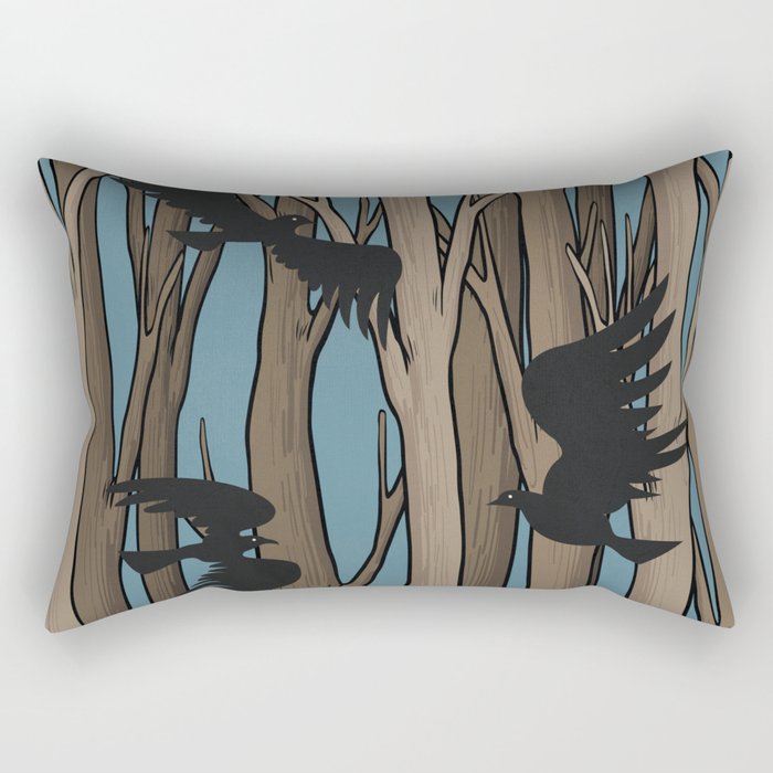 Trees with abstract birds 1 Rectangular Pillow