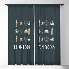 London Retro Grey Art Decor Vacations Art Modern Boho Decor Blackout Curtain