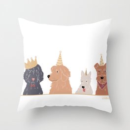 party dogs birthday card Throw Pillow