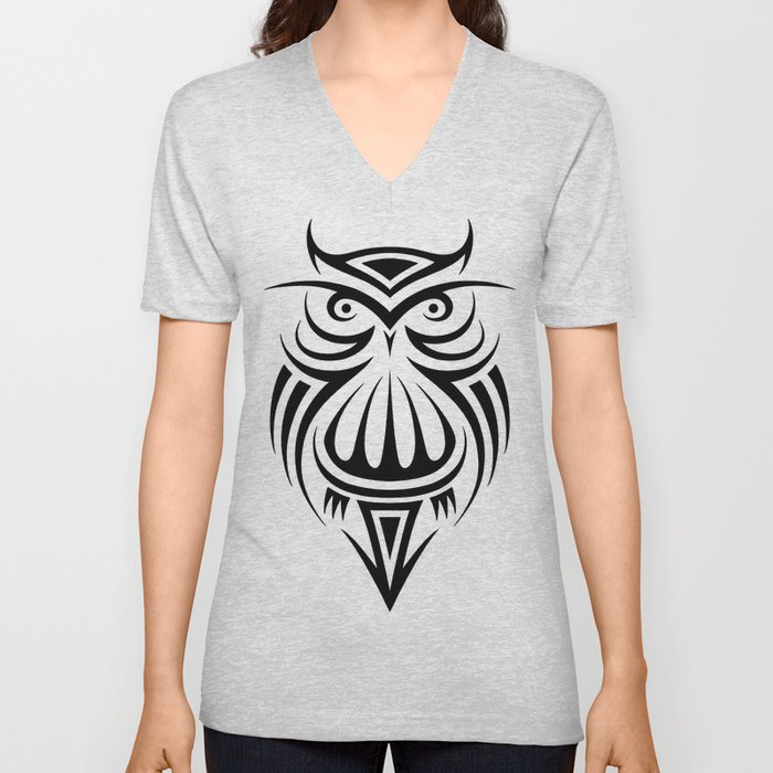 Tribal Owl 2 V Neck T Shirt