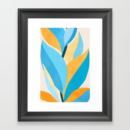 Colorful Blue and Yellow Abstract Botanical Framed Art Print