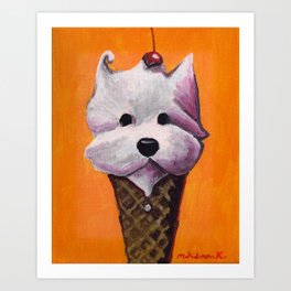 "Cherry on Pup" Westie Art Print