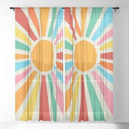 Retro Sunrise: Rainbow Edition Sheer Curtain