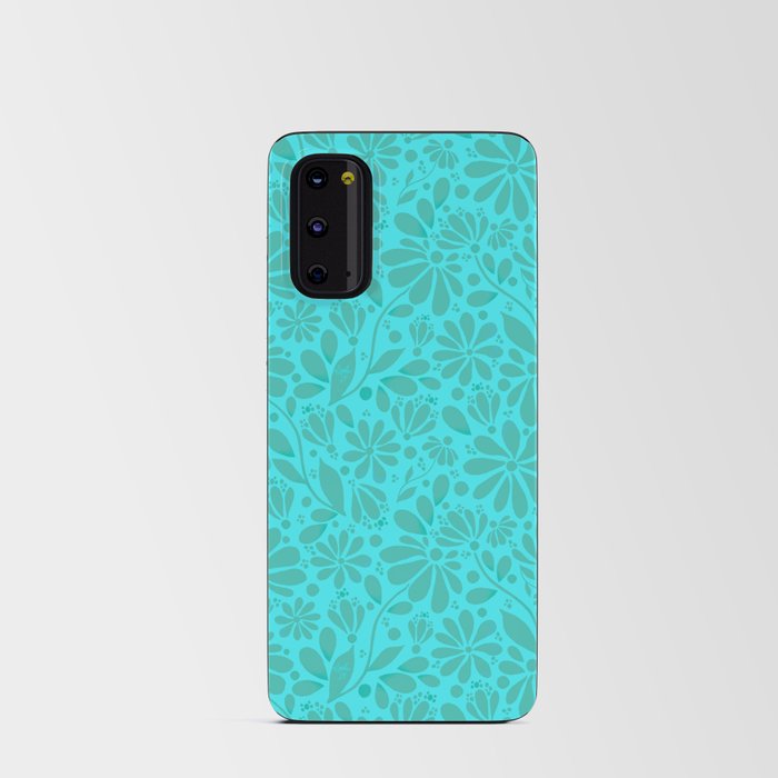 Funky Florals - Olive Green and Aqua Android Card Case