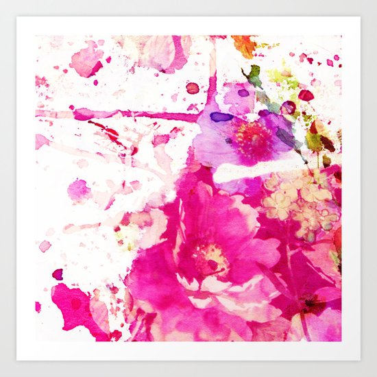flower and splash in pink Art Print
