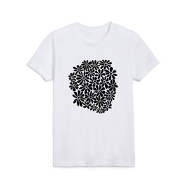 Black and White Retro Floral Art Print  Kids T Shirt