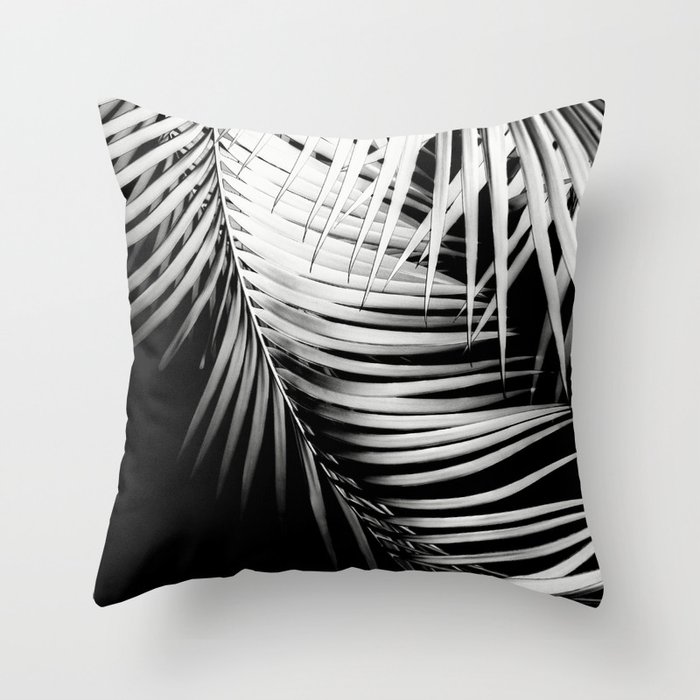 Palm Leaves Black & White Vibes #2 #tropical #decor #art #society6 Throw Pillow