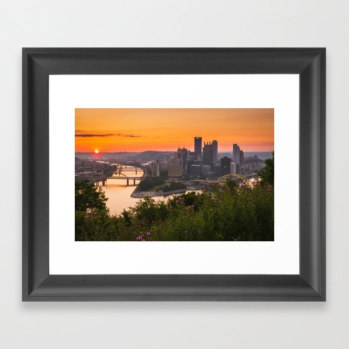 Pittsburgh Sunrise City Print Framed Art Print