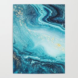 Water Blue Glitter Poster