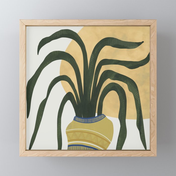 Fun abstract Mid Century Snake plant  Framed Mini Art Print