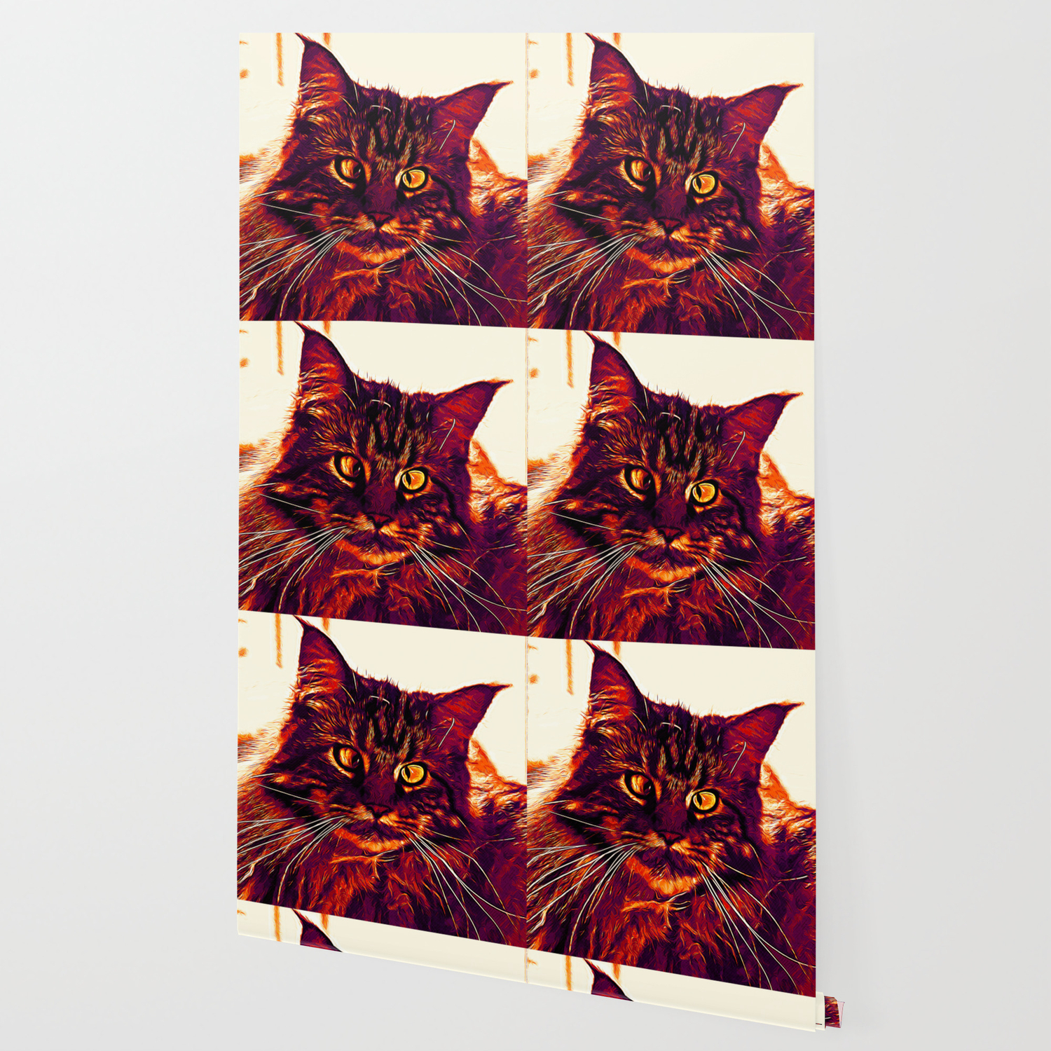 Squinting Maine Coon Cat Vector Art Late Sunset Wallpaper By Gxp Design Society6