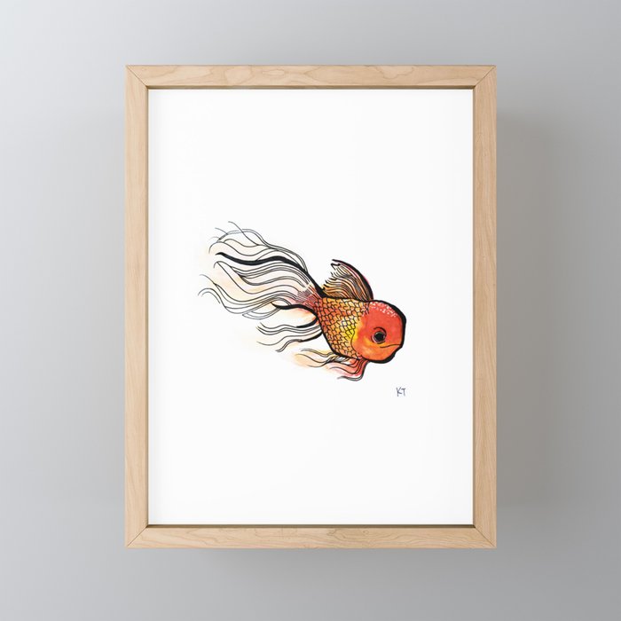 Goldfish Watercolor Print Framed Mini Art Print