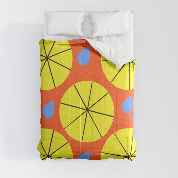 Spring Rain Umbrella Mid-Century Modern Comforter
